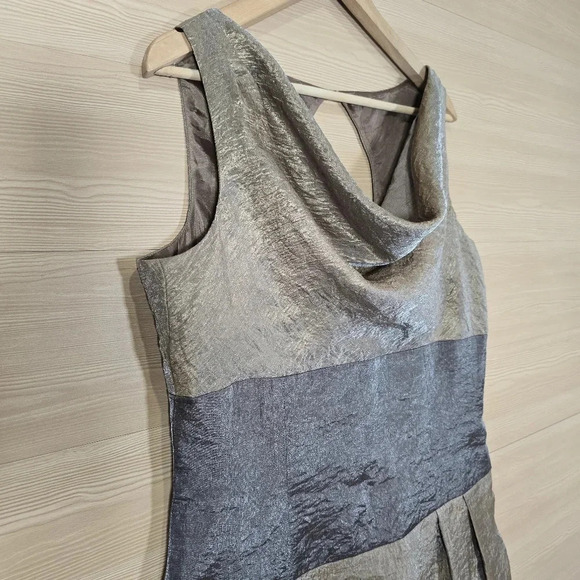 ADRIANNA PAPELL Shimmery Brown Tones Cowl Neck Dress Size 14 Sleeveless fitted - Picture 3 of 6